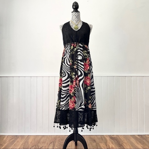 Lane Bryant Tropical Print Lace Halter Dress Size 14 - Picture 15 of 15